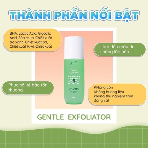 TẨY TẾ BÀO CHẾT AHA 3% & BHA 1%, GIẢM MỤN ĐẾN 98% AN TOÀN CHO DA NHẠY CẢM - GUO