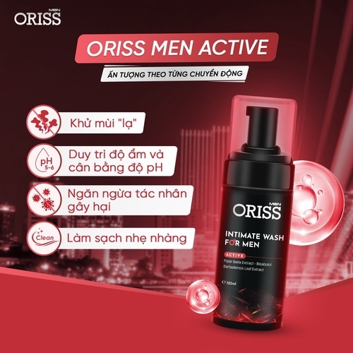 DUNG DỊCH VỆ SINH NAM DẠNG BỌT CAO CẤP HƯƠNG NƯỚC HOA ORISS 120ML GIÚP LÀM SẠCH - KHỬ MÙI - NGĂN NGỪA VI KHUẨN NẤM NGỨA