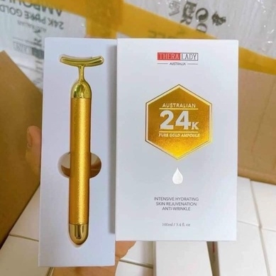 SERUM VẢY VÀNG 24K PURE GOLD AMPOULE THERA LADY 100ML + THANH LĂN BEAUTY BAR 24K - PURE GOLD AMPOULE