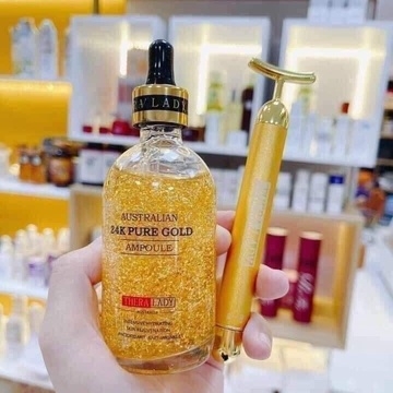 SERUM VẢY VÀNG 24K PURE GOLD AMPOULE THERA LADY 100ML + THANH LĂN BEAUTY BAR 24K - PURE GOLD AMPOULE