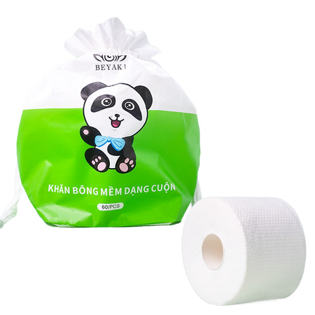 KHĂN COTTON NÉN BÔNG THỰC VẬT BEYAKI CHĂM SÓC DA MẶT DÙNG 1 LẦN DẠNG CUỘN 60 TỜ 20×20 CM