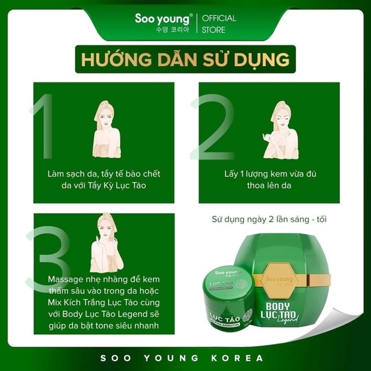 COMBO 5 KEM BODY LỤC TẢO LEGEND - SOO YOUNG