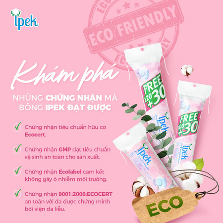COMBO 15 BÔNG TẨY TRANG SIÊU MỀM MỊN 120+30 MIẾNG - IPEK