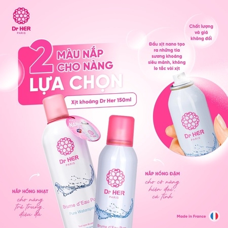 TẶNG NƯỚC TẨY TRANG 100ML ] XỊT KHOÁNG CẤP ẨM DA 150ML - DR HER PARIS