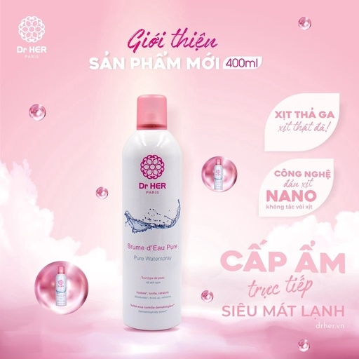 XỊT KHOÁNG CẤP ẨM DA 400ML - DR HER PARIS