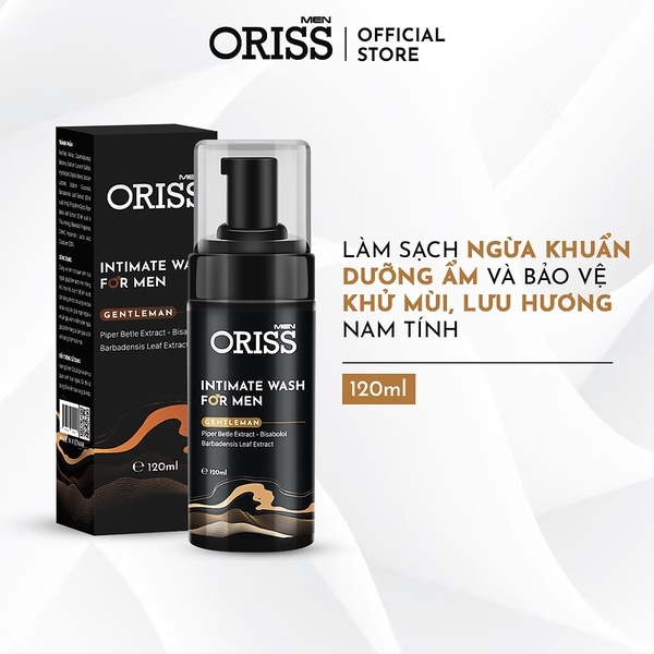 DUNG DỊCH VỆ SINH NAM DẠNG BỌT CAO CẤP HƯƠNG NƯỚC HOA ORISS 120ML GIÚP LÀM SẠCH - KHỬ MÙI - NGĂN NGỪA VI KHUẨN NẤM NGỨA