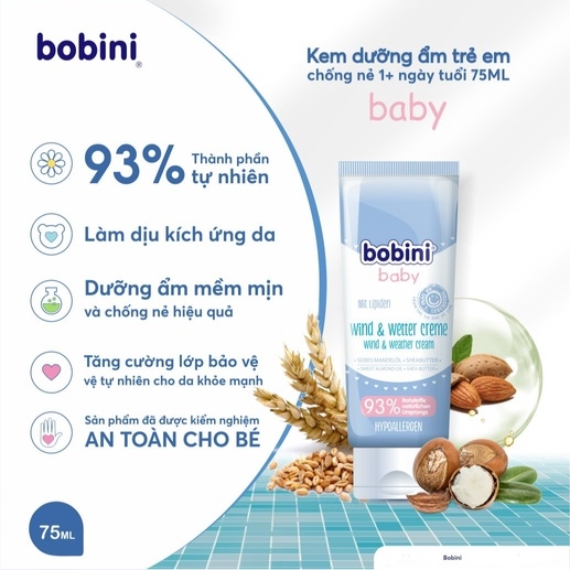 KEM DƯỠNG ẨM TRẺ EM BABY CHỐNG NẺ 1+ NGÀY TUỔI 75ML- BOBINI