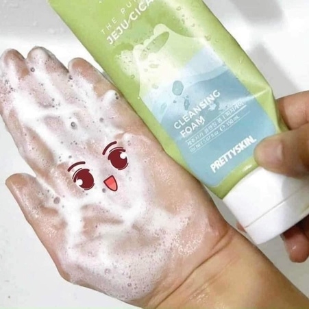 SỮA RỬA MẶT RAU MÁ PRETTY SKIN HÀN QUỐC THE PURE JEJU CICA CLEANSING FOAM 150ML