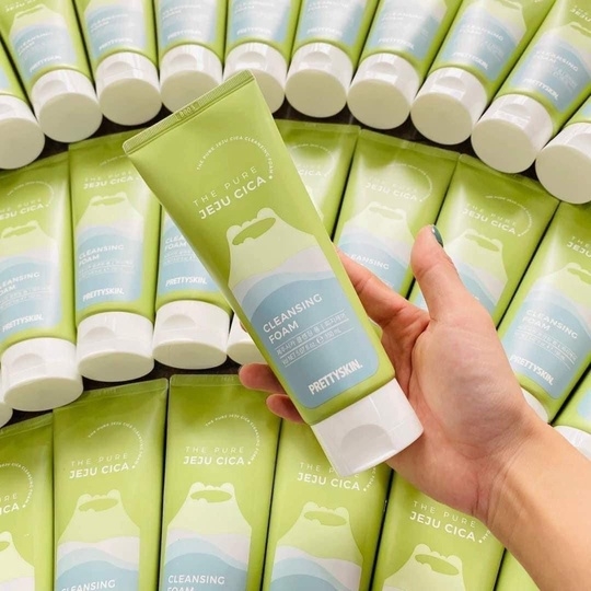 SỮA RỬA MẶT RAU MÁ PRETTY SKIN HÀN QUỐC THE PURE JEJU CICA CLEANSING FOAM 150ML