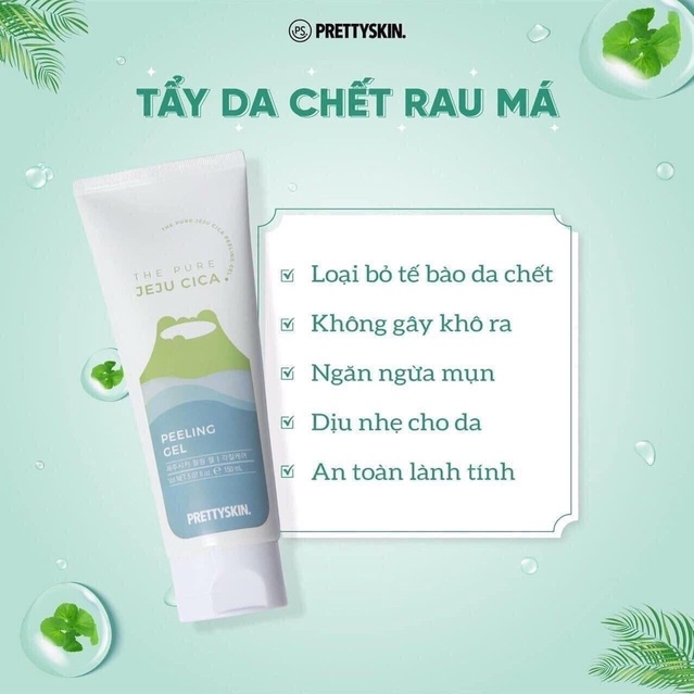 TẨY DA CHẾT LÀM SÁNG DA GIẢM MỤN ĐẦU ĐEN RAU MÁ PRETTY SKIN HÀN QUỐC THE PURRE JEJU CICA PEELING GEL 150ML