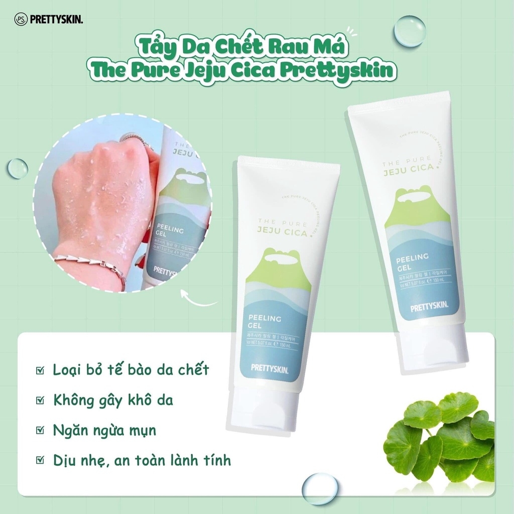 TẨY DA CHẾT LÀM SÁNG DA GIẢM MỤN ĐẦU ĐEN RAU MÁ PRETTY SKIN HÀN QUỐC THE PURRE JEJU CICA PEELING GEL 150ML