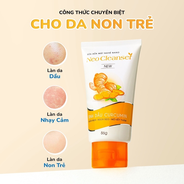 COMBO 2 TUÝP SỮA RỬA MẶT NGHỆ NANO SẠCH SÂU, NGỪA MỤN THÂM 86G - NEO CLEANSER