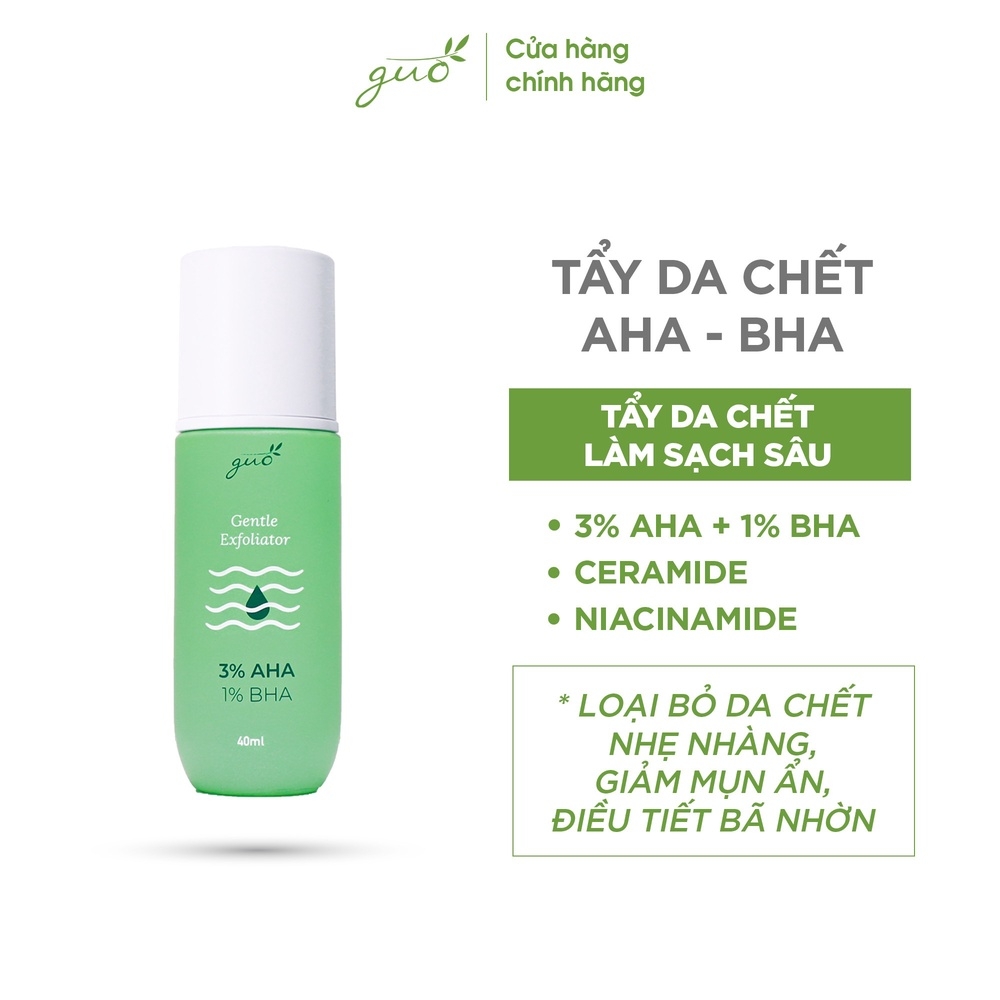 TẨY TẾ BÀO CHẾT AHA 3% & BHA 1%, GIẢM MỤN ĐẾN 98% AN TOÀN CHO DA NHẠY CẢM - GUO