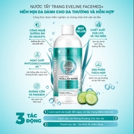 [ TẶNG CHAI 100ML ] NƯỚC TẨY TRANG FACEMED+ SẠCH SÂU 3 TÁC ĐỘNG 400ML- EVELINE
