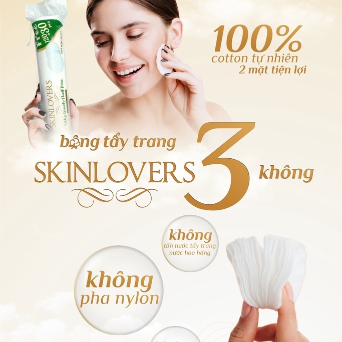 [ TẶNG 1 MIẾNG MẶT NẠ ] BÔNG TẨY TRANG MỀM MỊN 100% BOCOTON120+30 MIẾNG- SKINLOVERS