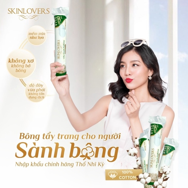 [ TẶNG 1 MIẾNG MẶT NẠ ] BÔNG TẨY TRANG MỀM MỊN 100% BOCOTON120+30 MIẾNG- SKINLOVERS