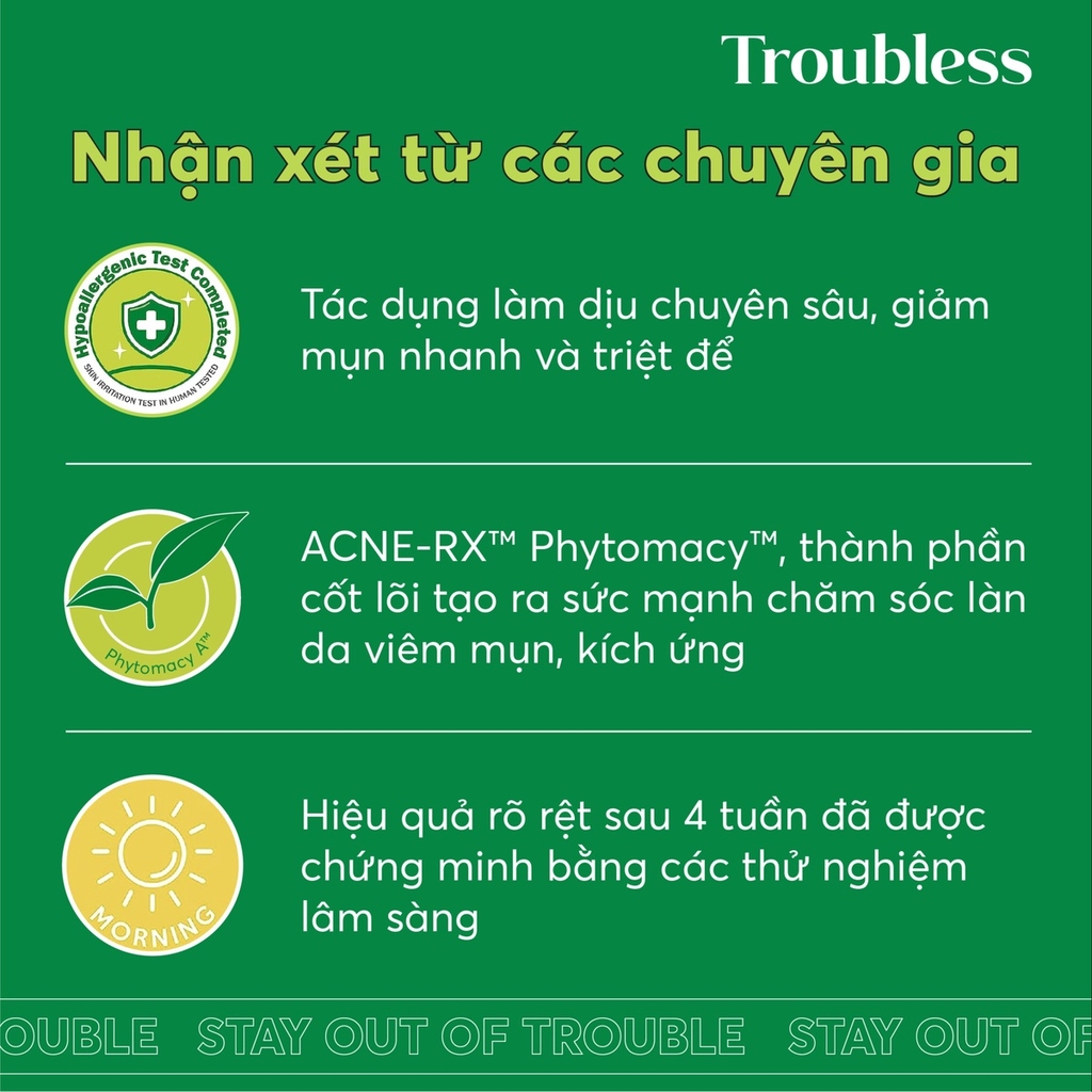 GEL RỬA MẶT TẠO BỌT TROUBLESS DỊU NHẸ HỖ TRỢ KIỂM SOÁT NHỜN MỤN, LÀM SẠCH SÂU 120ML