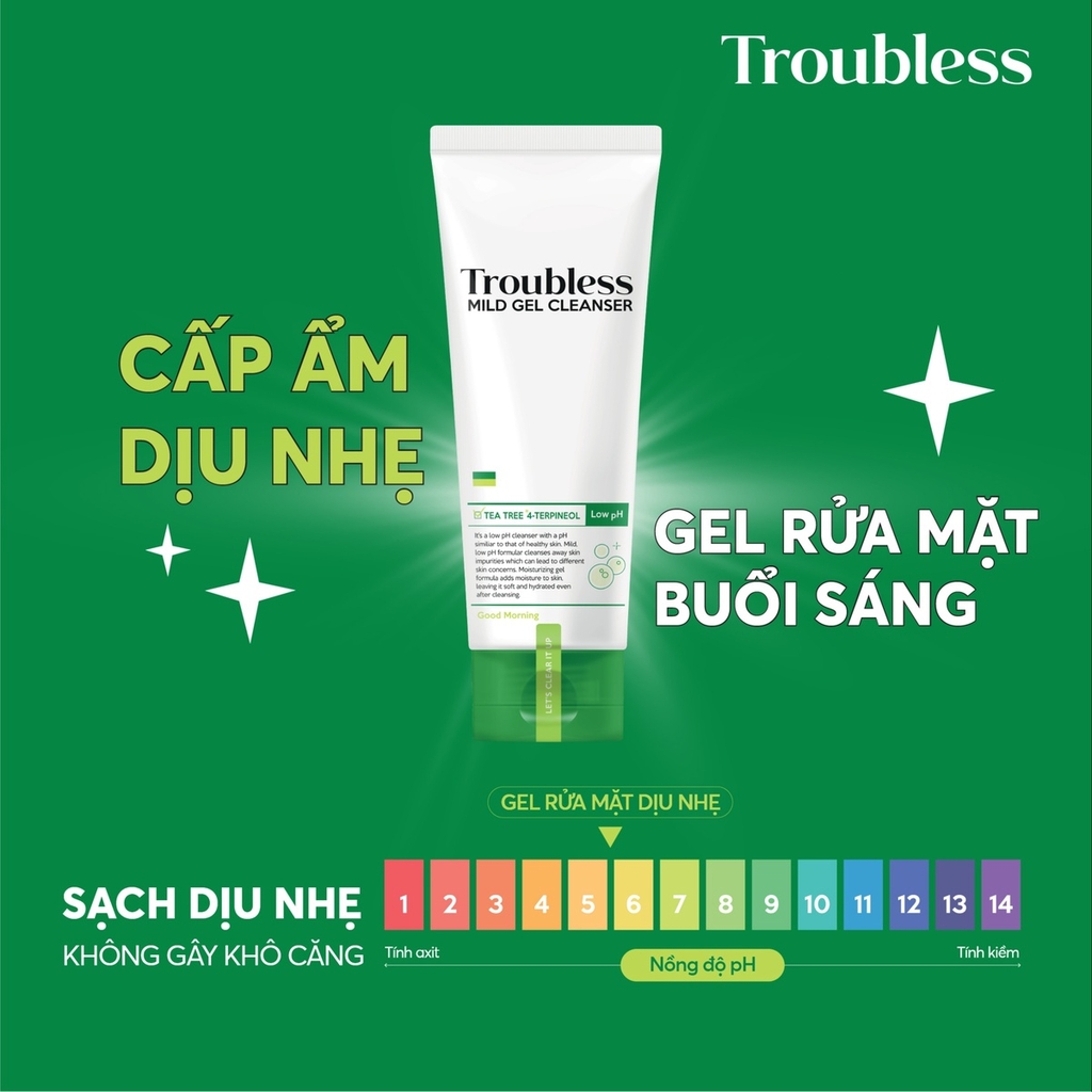 GEL RỬA MẶT TẠO BỌT TROUBLESS DỊU NHẸ HỖ TRỢ KIỂM SOÁT NHỜN MỤN, LÀM SẠCH SÂU 120ML