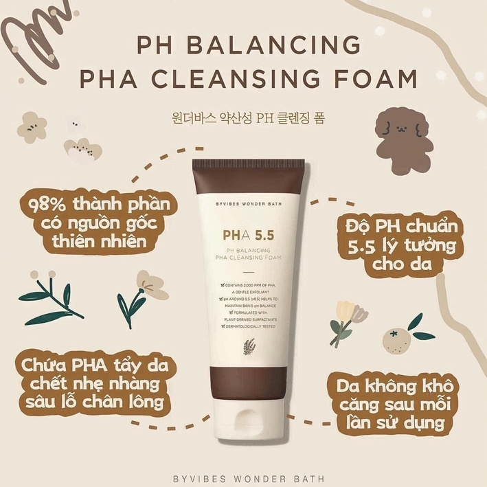 SỮA RỬA MẶT TẨY TẾ BÀO CHẾT DƯỠNG ẨM PHA 5.5 - BYVIBES WONDER