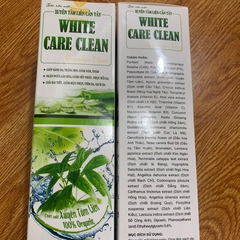 SỮA RỬA MẶT WHITE CARE CLEAN TỰ NHIÊN SẴN ĐẦU CỌ
