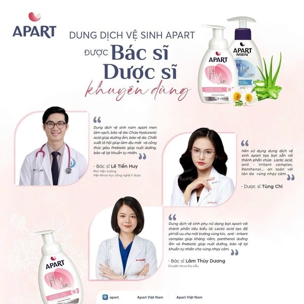 COMBO 2 CHAI DUNG DỊCH VỆ SINH NAM NỮ DẠNG BỌT LÀM SẠCH, BẢO VỆ DA VÙNG KÍN 300ML - APART