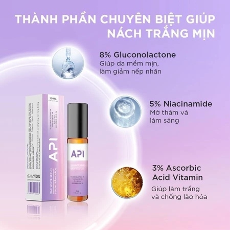 COMBO SERUM TRẮNG NÁCH API, VÀ KHỬ MÙI HÔI NÁCH API, SON LĂN NÁCH API, LĂN KHỬ MÙI NGĂN KT1 TIẾT MỒ HÔI 72H -GDN