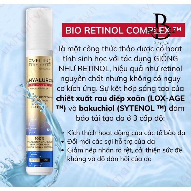LĂN MẮT EVELINE BIO HYALURON 3X RETINOL B1030 - BELL22 STORE