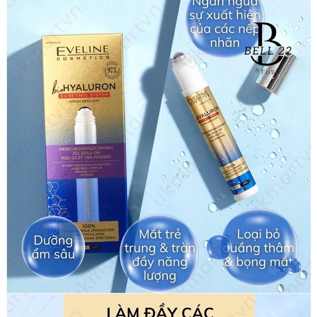 LĂN MẮT EVELINE BIO HYALURON 3X RETINOL B1030 - BELL22 STORE