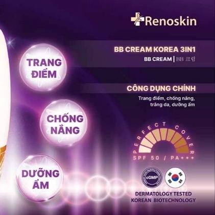 KEM TRANG ĐIỂM VÀ CHỐNG NẮNG BB CREAM HÀN QUỐC 50G - RENOSKIN