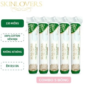 [ TẶNG 1 MIẾNG MẶT NẠ ] COMBO 5 GÓI BÔNG TẨY TRANG 100% BOCOTON 120+30 MIẾNG - SKINLOVERS