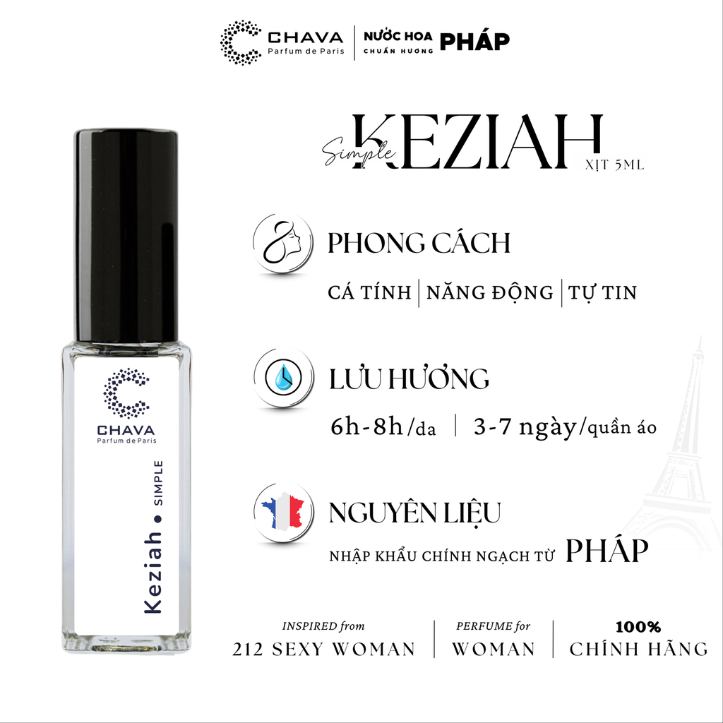 NƯỚC HOA NỮ MINI SIMPLE KEZIAH 5ML PHONG CÁCH XỊT - CHAVA