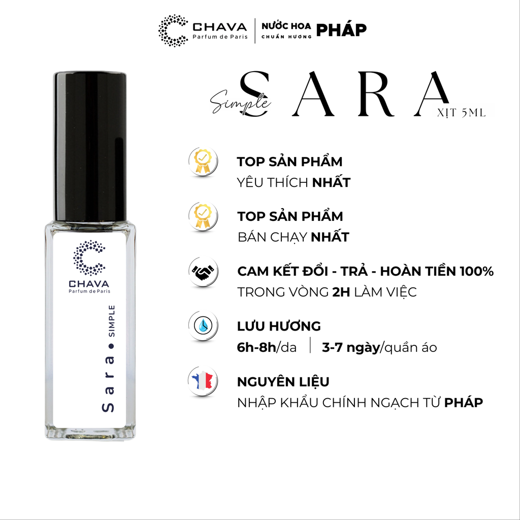 NƯỚC HOA NỮ MINI SIMPLE SARA 5ML PHONG CÁCH XỊT - CHAVA