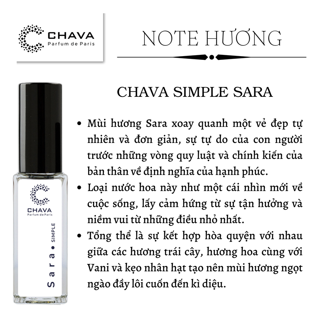 NƯỚC HOA NỮ MINI SIMPLE SARA 5ML PHONG CÁCH XỊT - CHAVA