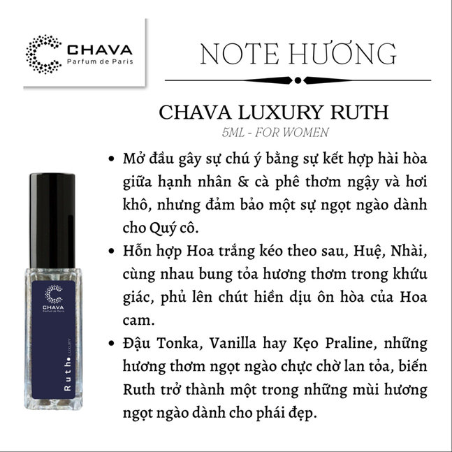 NƯỚC HOA NỮ MINI LUXURY RUTH 5ML PHONG CÁCH XỊT - CHAVA