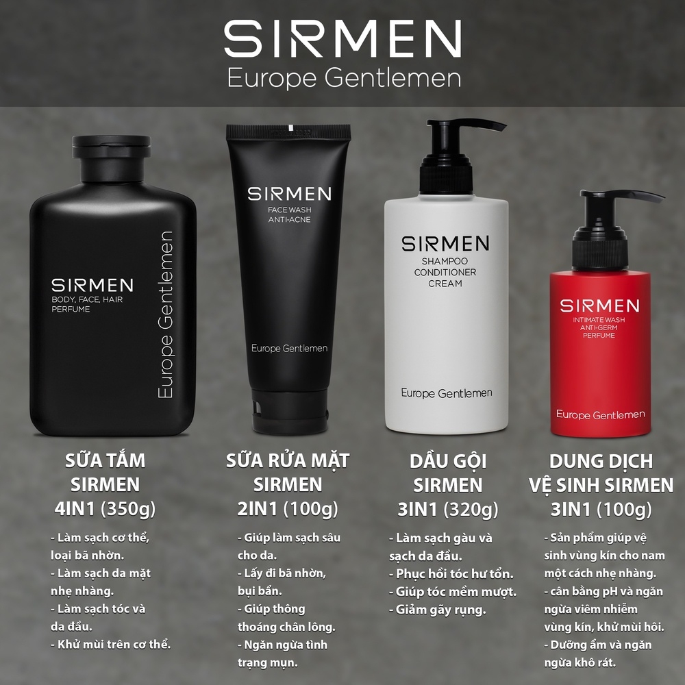GIFTBOX COMBO 6 PARIS EIFFEL NƯỚC HOA NAM - SỮA TẮM - DẦU GỘI - DUNG DỊCH VỆ SINH - SỮA RỬA MẶT - SON DƯỠNG SIRMEN