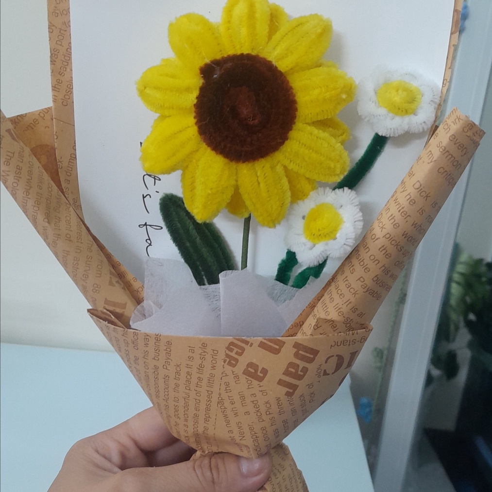 BÓ HOA HƯỚNG DƯƠNG KẼM NHUNG HANDMADE