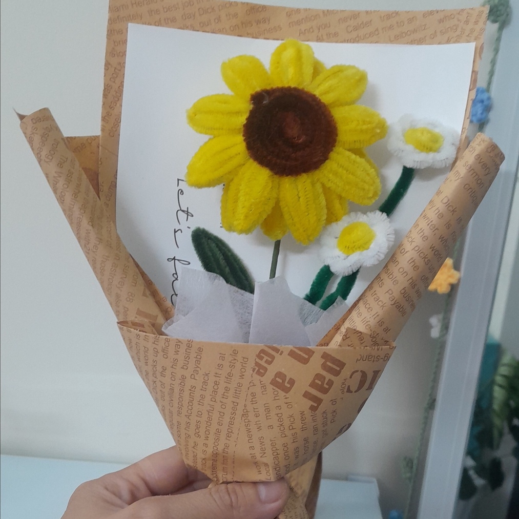 BÓ HOA HƯỚNG DƯƠNG KẼM NHUNG HANDMADE