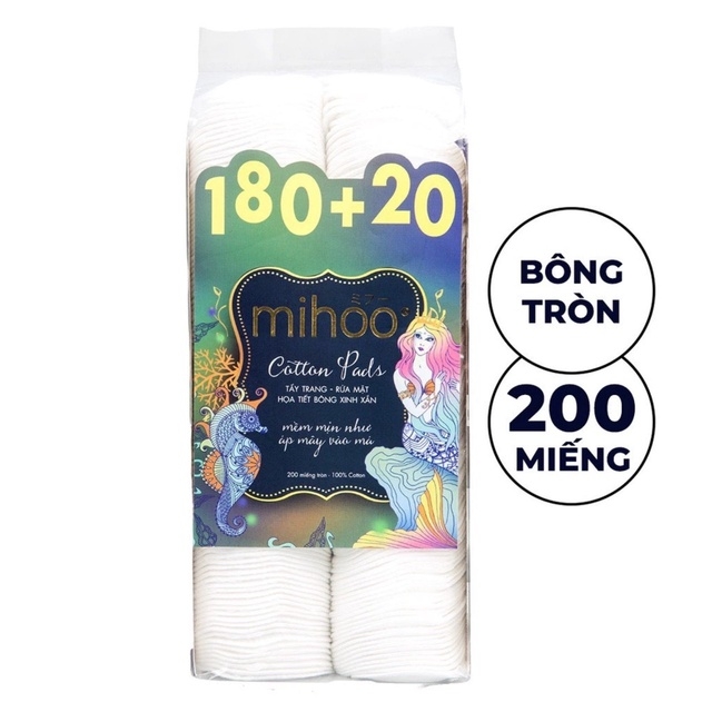 BÔNG TẨY TRANG NÀNG TIÊN CÁ 200 MIẾNG COTTON PAD- MIHOO