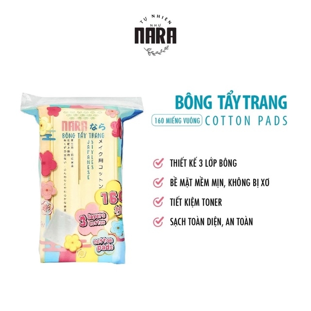 BÔNG TẨY TRANG NARA 160 MIẾNG COTTON PAD - MIHOO