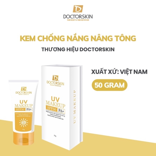 KEM CHỐNG NẮNG NÂNG TONE QUANG PHỔ RỘNG UV MAKEUP DOCTORSKIN SPF 50/PA++++ 50G