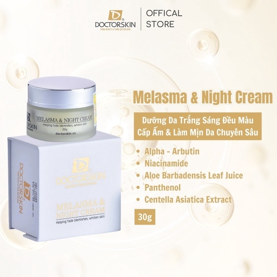 KEM ĐÊM DƯỠNG SÁNG MỜ THÂM NÁM MELASMA & NIGHT CREAM DOCTORSKIN 30G