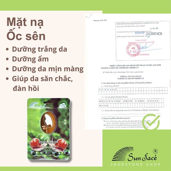 MẶT NẠ DƯỠNG DA ỐC SÊN - SUNFACE