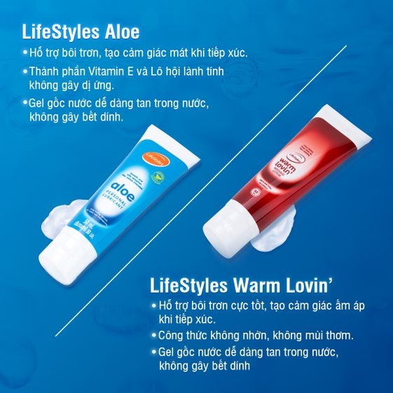 COMBO GEL BÔI TRƠN TINH CHẤT LÔ HỘI LIFESTYLES ALOE 50ML + GEL BÔI TRƠN LIFESTYLES WARM LOVIN' 50ML
