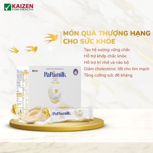 Sữa hỗ trợ loãng xương và giúp hồi phục PaPamilk Gold chứa Tổ Yến (3 in 1) - Hộp 7 gói (Gói 32gr)