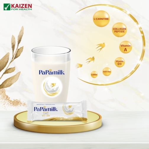 Sữa hỗ trợ loãng xương và giúp hồi phục PaPamilk Gold chứa Tổ Yến (3 in 1) - Hộp 7 gói (Gói 32gr)