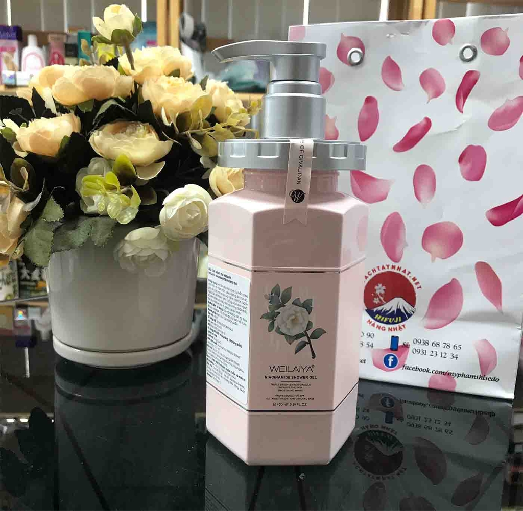 Sữa Tắm Trắng Da Hoa Trà Weilaiya Niacinamide Shower Ge-hàn