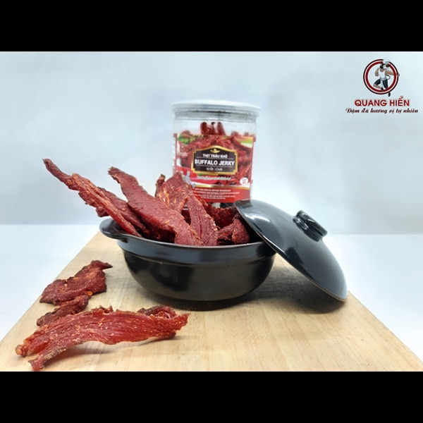 Thịt trâu khô -Buffalo Jerky vị ớt hiểm  Thương hiệu: QUANG HIỂN 