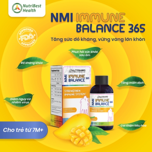 Thực phẩm bảo vệ sức khỏe NMI IMMUNE BALANCE 365 (Thực phẩm hỗ trợ tăng cường sức đề kháng cho trẻ NMI - IMMUNE BALANCE)