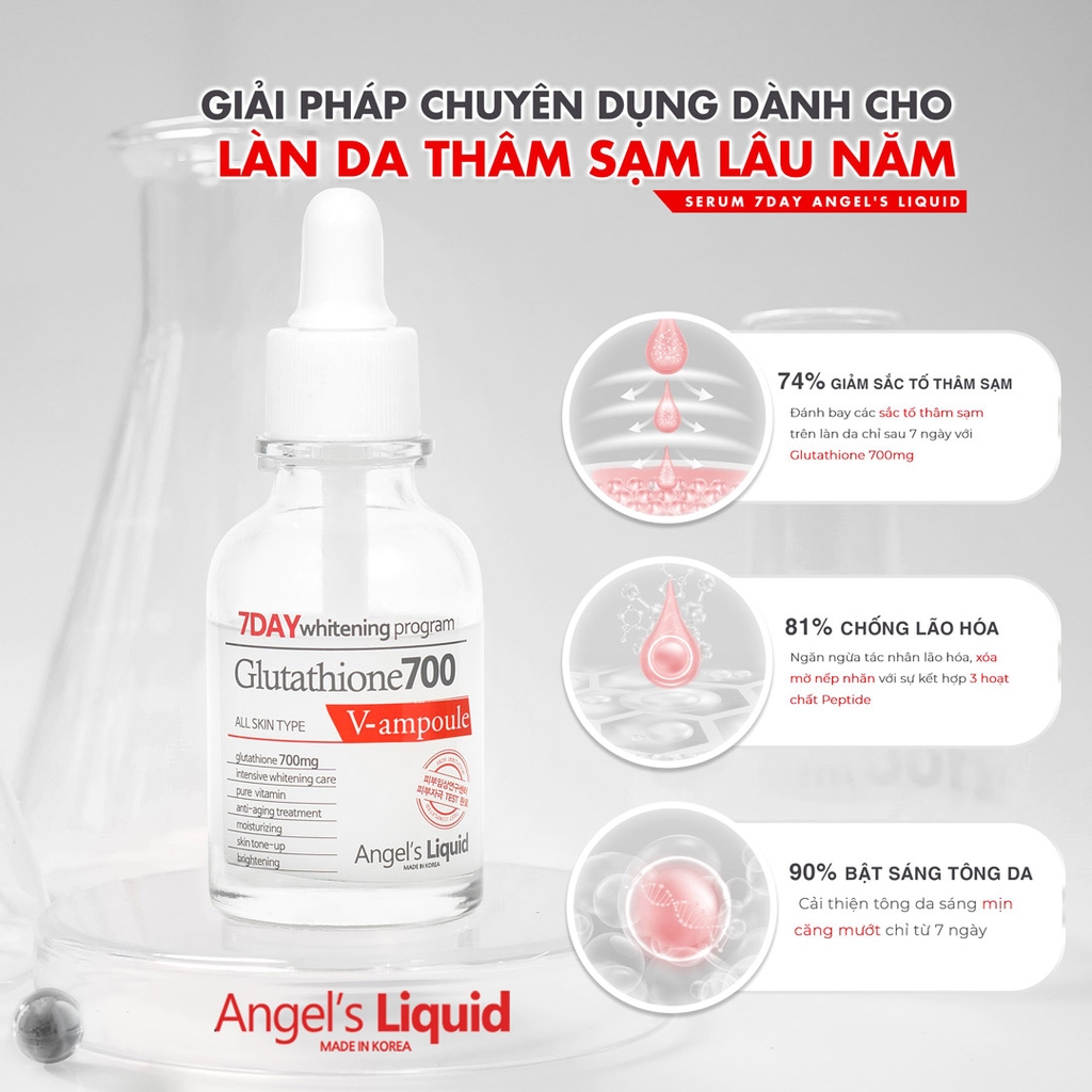 Huyết thanh trắng da 7day Whitening Program Glutathione 700 V-ample-MẪU MỚI