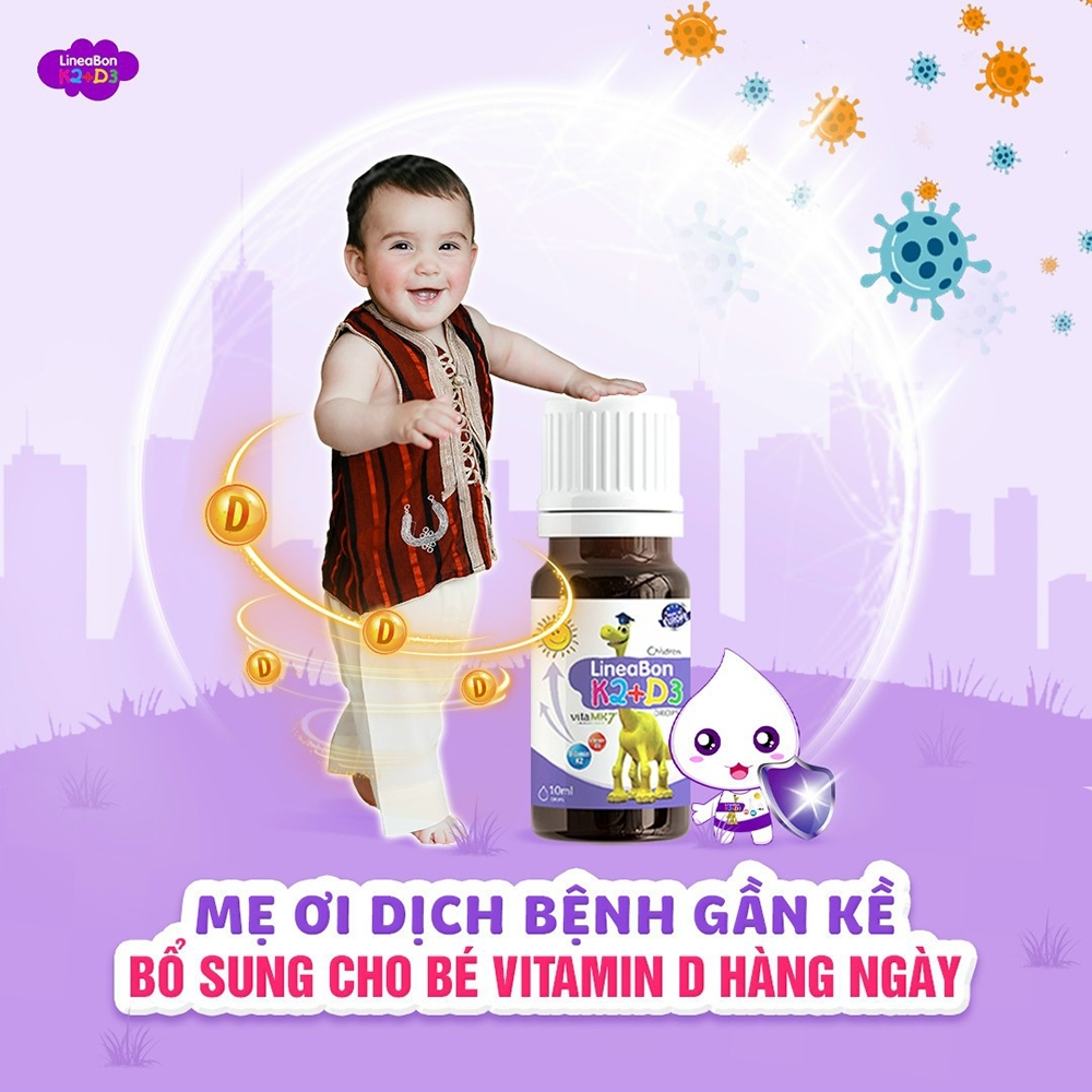 Vitamin D3 giúp tăng chiều cao cho bé Lineabon K2+D3 (mọi đối tượng từ trẻ sơ sinh đến người trưởng thành)